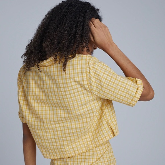 NWT Ragged Priest Kicker’s Yellow plaid Crop Collared Top and Midi Skirt Set - Picture 5 of 12